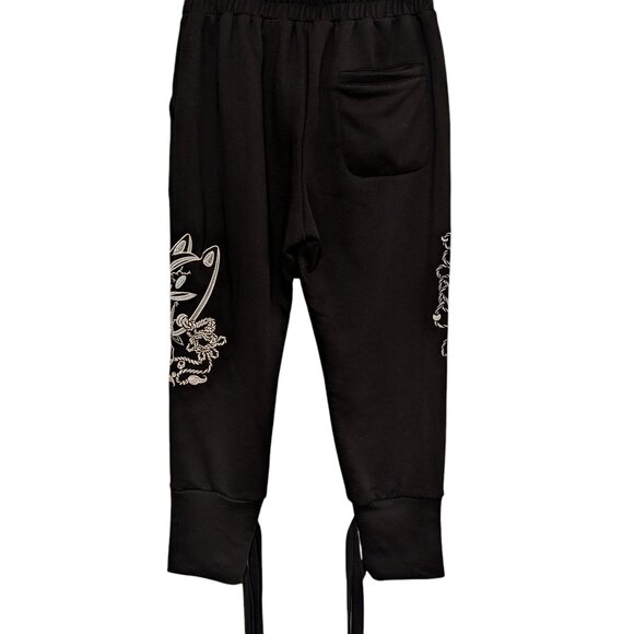 Iron Yokai Unisex Sz L Tobi Black Embroidered Adjustable Ties Jogger Work Pants - Picture 3 of 12